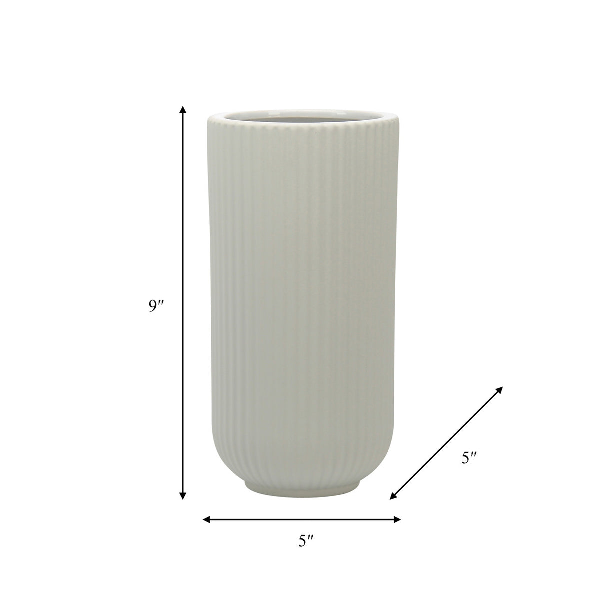 Cer, 9"h Ridged Vase, White from Sagebrook Home - Luna Furniture