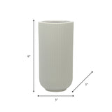 Cer, 9"h Ridged Vase, White from Sagebrook Home - Luna Furniture