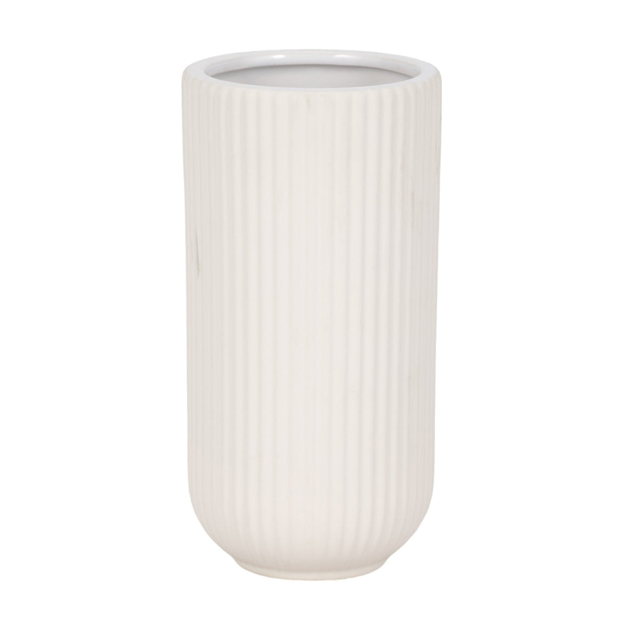 Cer, 9"h Ridged Vase, White from Sagebrook Home - Luna Furniture