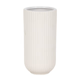 Cer, 9"h Ridged Vase, White from Sagebrook Home - Luna Furniture