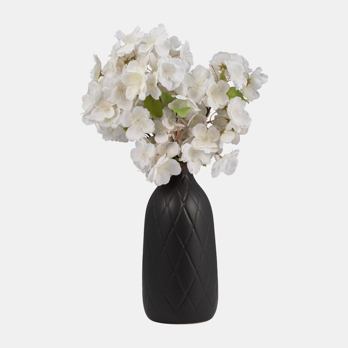 Cer, 9" Plaid Textured Vase, Black from Sagebrook Home - Luna Furniture