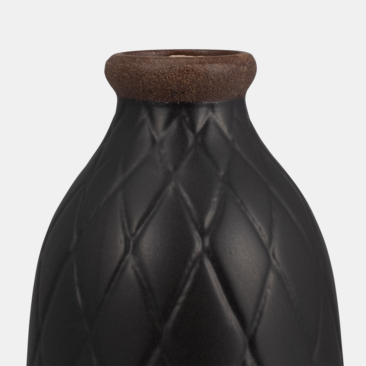 Cer, 9" Plaid Textured Vase, Black from Sagebrook Home - Luna Furniture