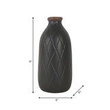 Cer, 9" Plaid Textured Vase, Black from Sagebrook Home - Luna Furniture