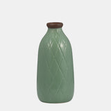 Cer, 9" Plaid Textured Vase, Dark Sage from Sagebrook Home - Luna Furniture