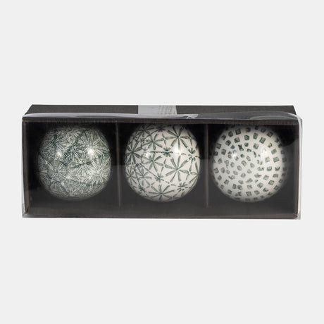 Cer, Boxed 4" 3/a Painted Orbs, Green from Sagebrook Home - Luna Furniture