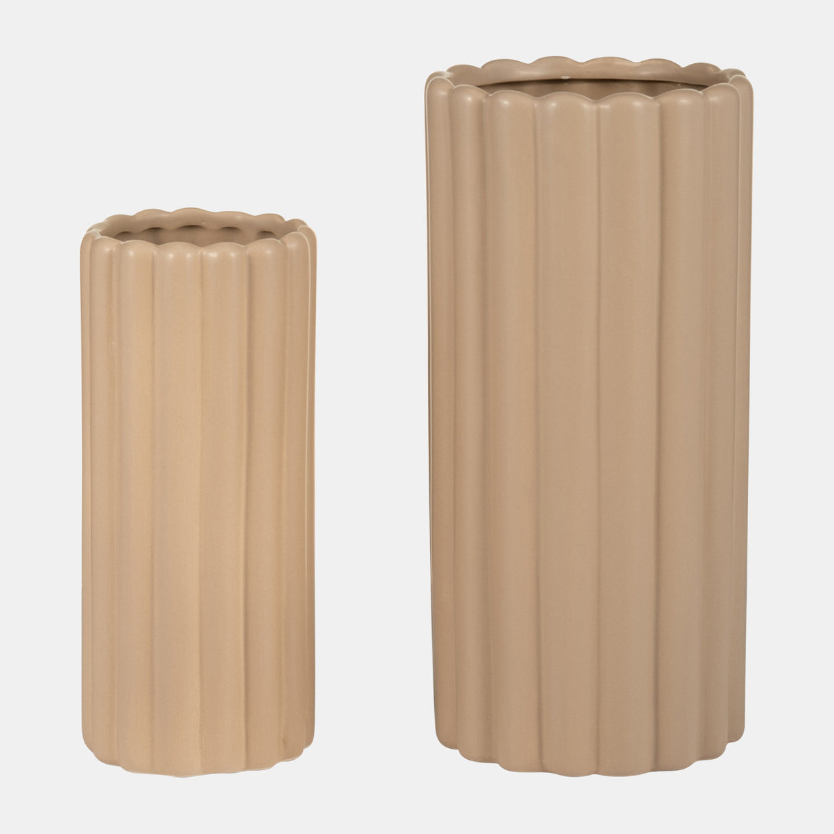 Cer, S/2 10/13?h Ribbed Vases, Irish Cream from Sagebrook Home - Luna Furniture