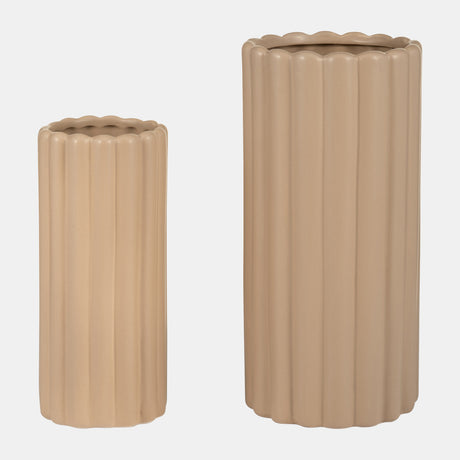 Cer, S/2 10/13?h Ribbed Vases, Irish Cream from Sagebrook Home - Luna Furniture