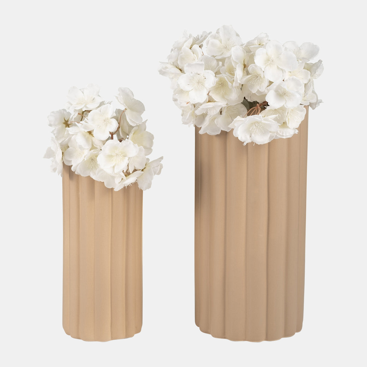 Cer, S/2 10/13?h Ribbed Vases, Irish Cream from Sagebrook Home - Luna Furniture