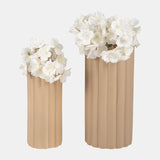 Cer, S/2 10/13?h Ribbed Vases, Irish Cream from Sagebrook Home - Luna Furniture