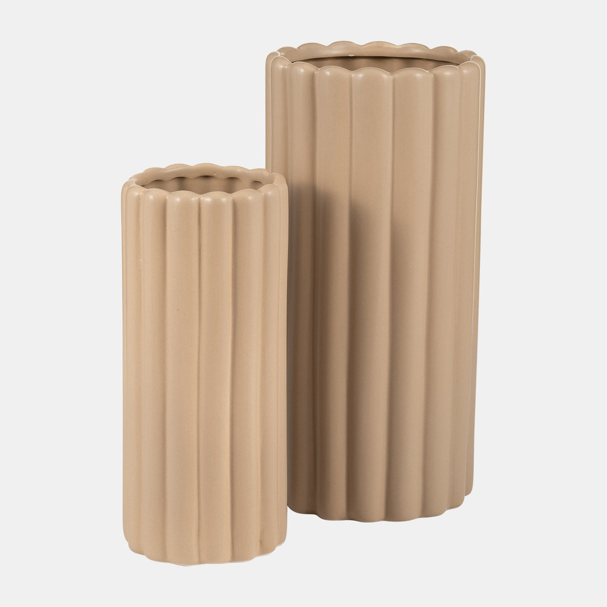 Cer, S/2 10/13?h Ribbed Vases, Irish Cream from Sagebrook Home - Luna Furniture