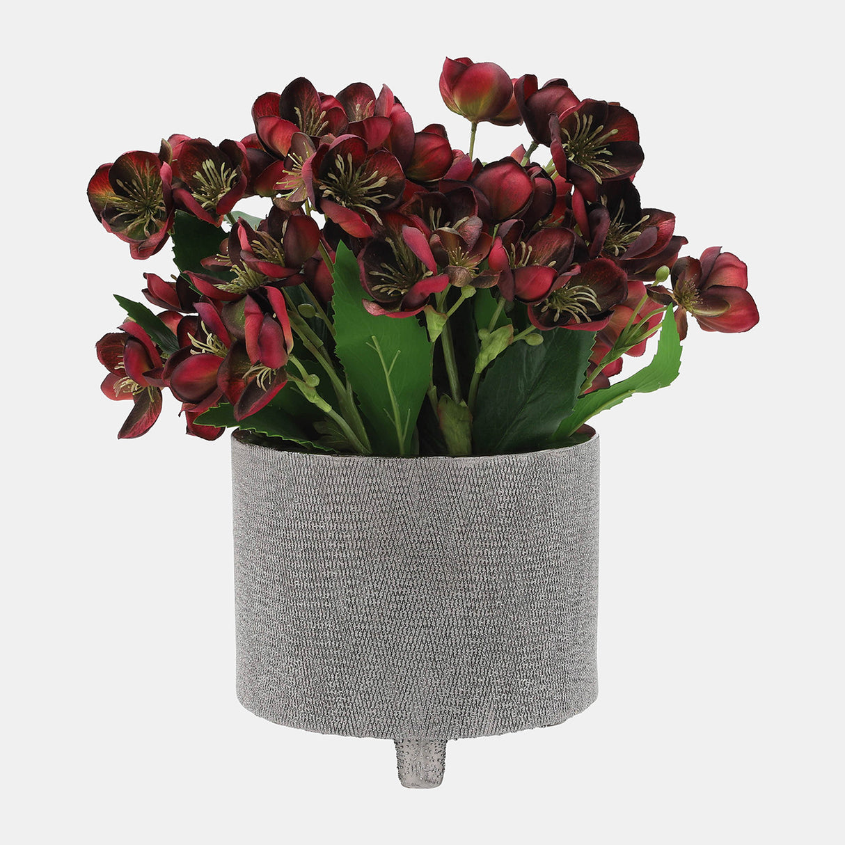 Cer, S/2 6/8" Footed Scratched Planters, Silver from Sagebrook Home - Luna Furniture