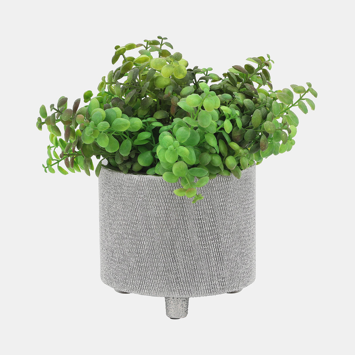 Cer, S/2 6/8" Footed Scratched Planters, Silver from Sagebrook Home - Luna Furniture