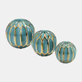 Cer S/3 4/5/6" Orbs, Turq/gold from Sagebrook Home - Luna Furniture