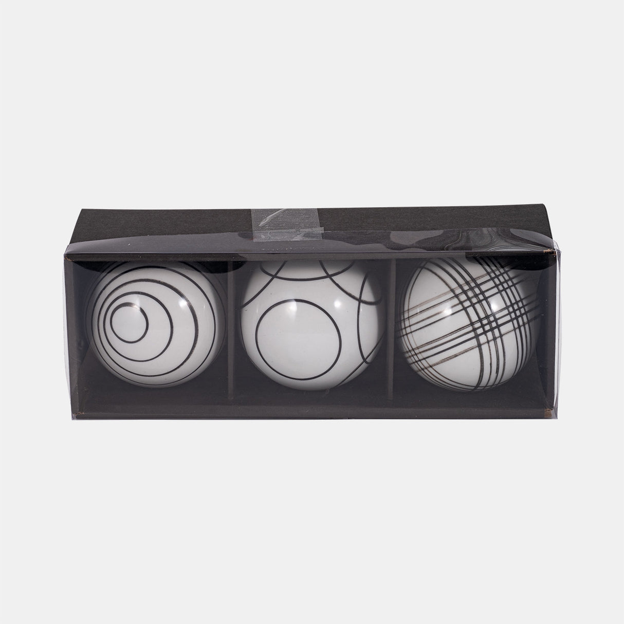 Cer, S/3 4" Assorted Painted Orbs, Black from Sagebrook Home - Luna Furniture