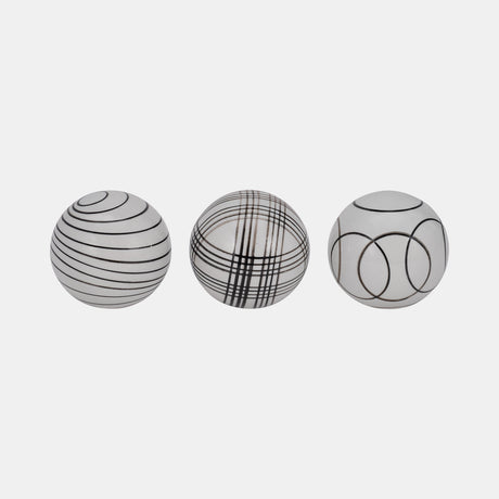 Cer, S/3 4" Assorted Painted Orbs, Black from Sagebrook Home - Luna Furniture