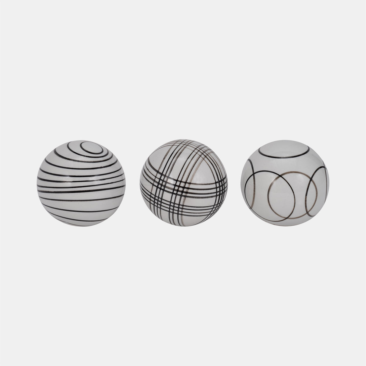 Cer, S/3 4" Assorted Painted Orbs, Black from Sagebrook Home - Luna Furniture