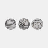 Cer, S/3 4" Assorted Painted Orbs, Black from Sagebrook Home - Luna Furniture