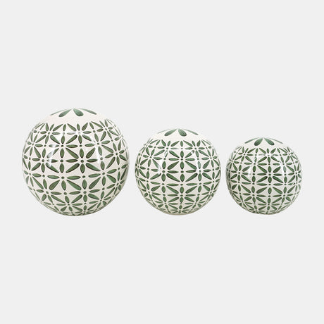 Cer, S/3 Abstract Orbs, 4/5/6" Dark Sage Green from Sagebrook Home - Luna Furniture