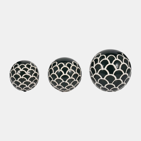 Cer, S/3 Scaly Orbs, 4/5/6" Forest Green from Sagebrook Home - Luna Furniture