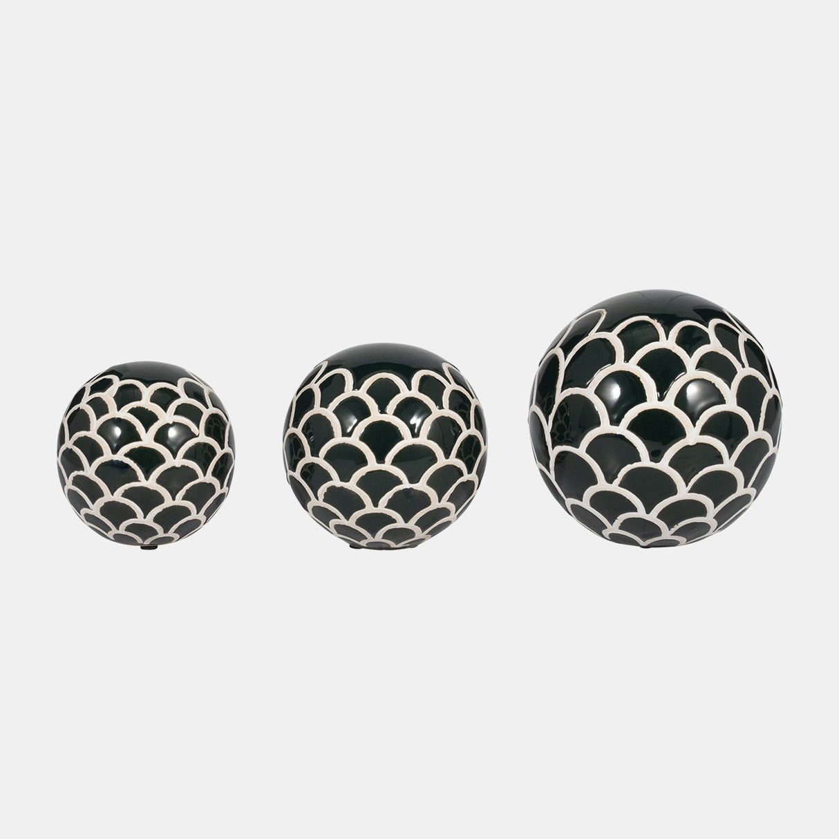 Cer, S/3 Scaly Orbs, 4/5/6" Forest Green from Sagebrook Home - Luna Furniture