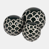 Cer, S/3 Scaly Orbs, 4/5/6" Forest Green from Sagebrook Home - Luna Furniture