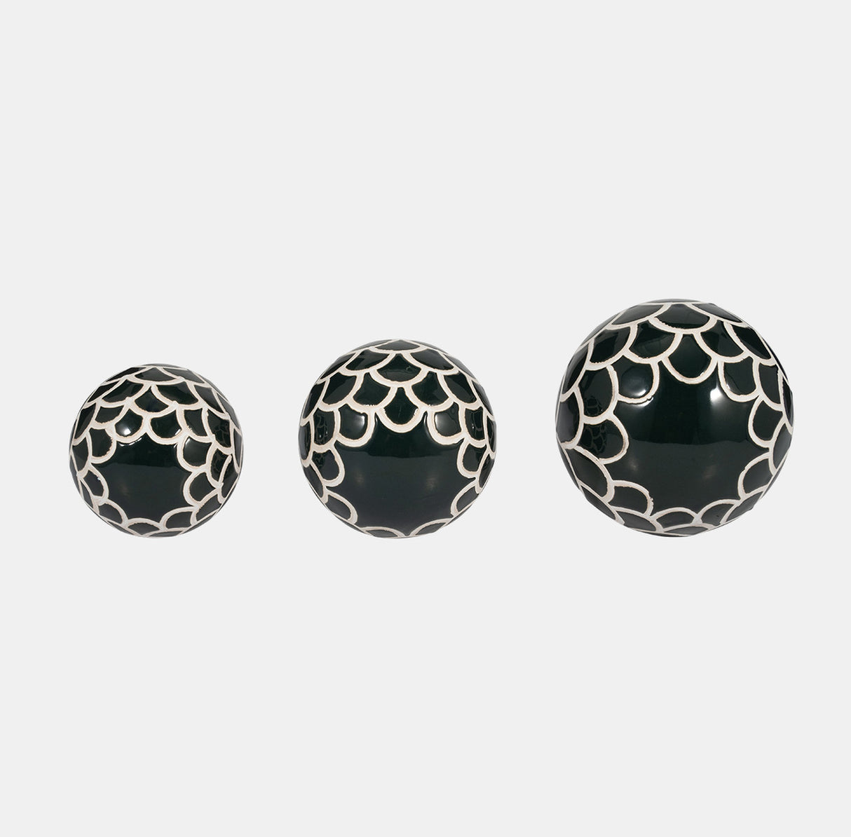 Cer, S/3 Scaly Orbs, 4/5/6" Forest Green from Sagebrook Home - Luna Furniture