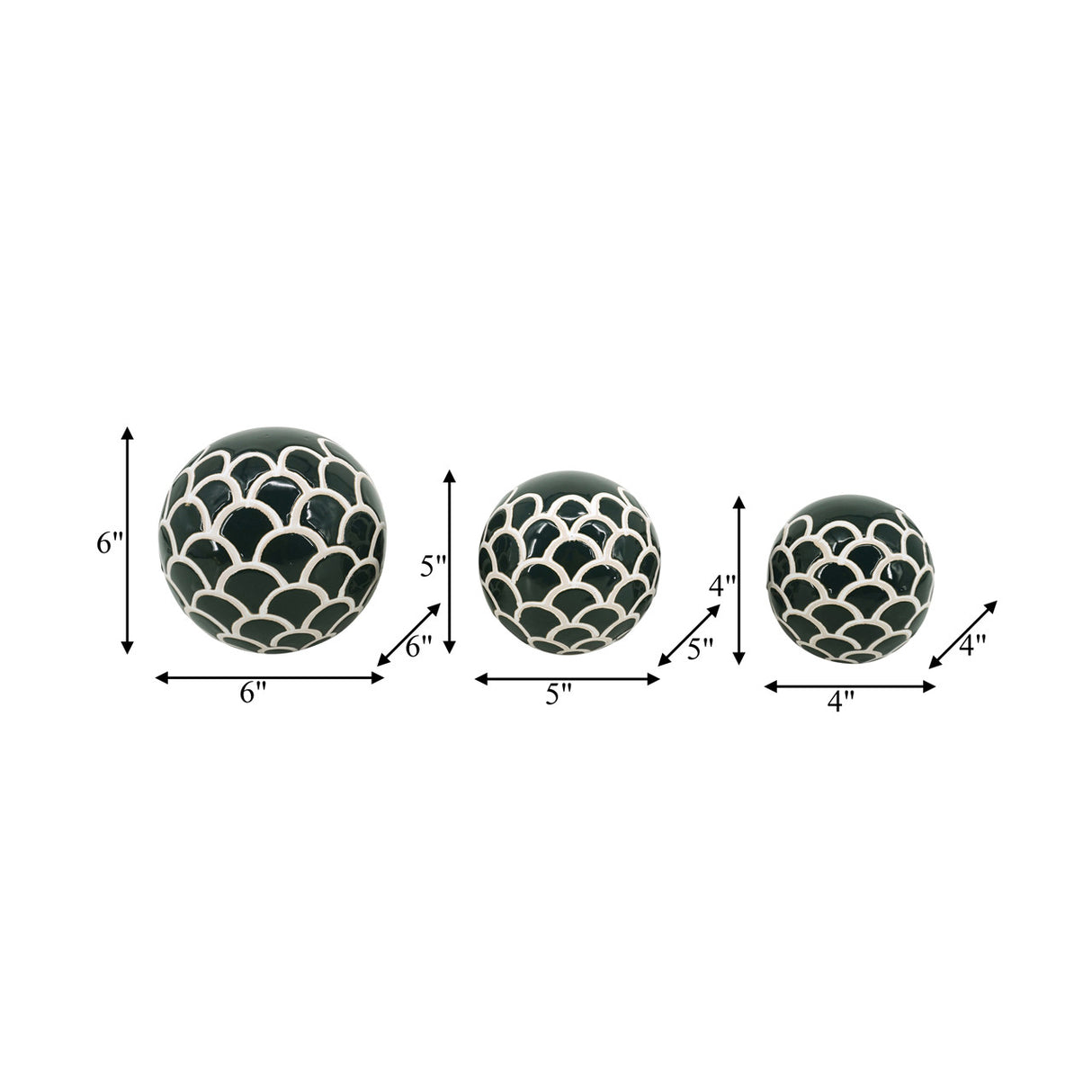 Cer, S/3 Scaly Orbs, 4/5/6" Forest Green from Sagebrook Home - Luna Furniture