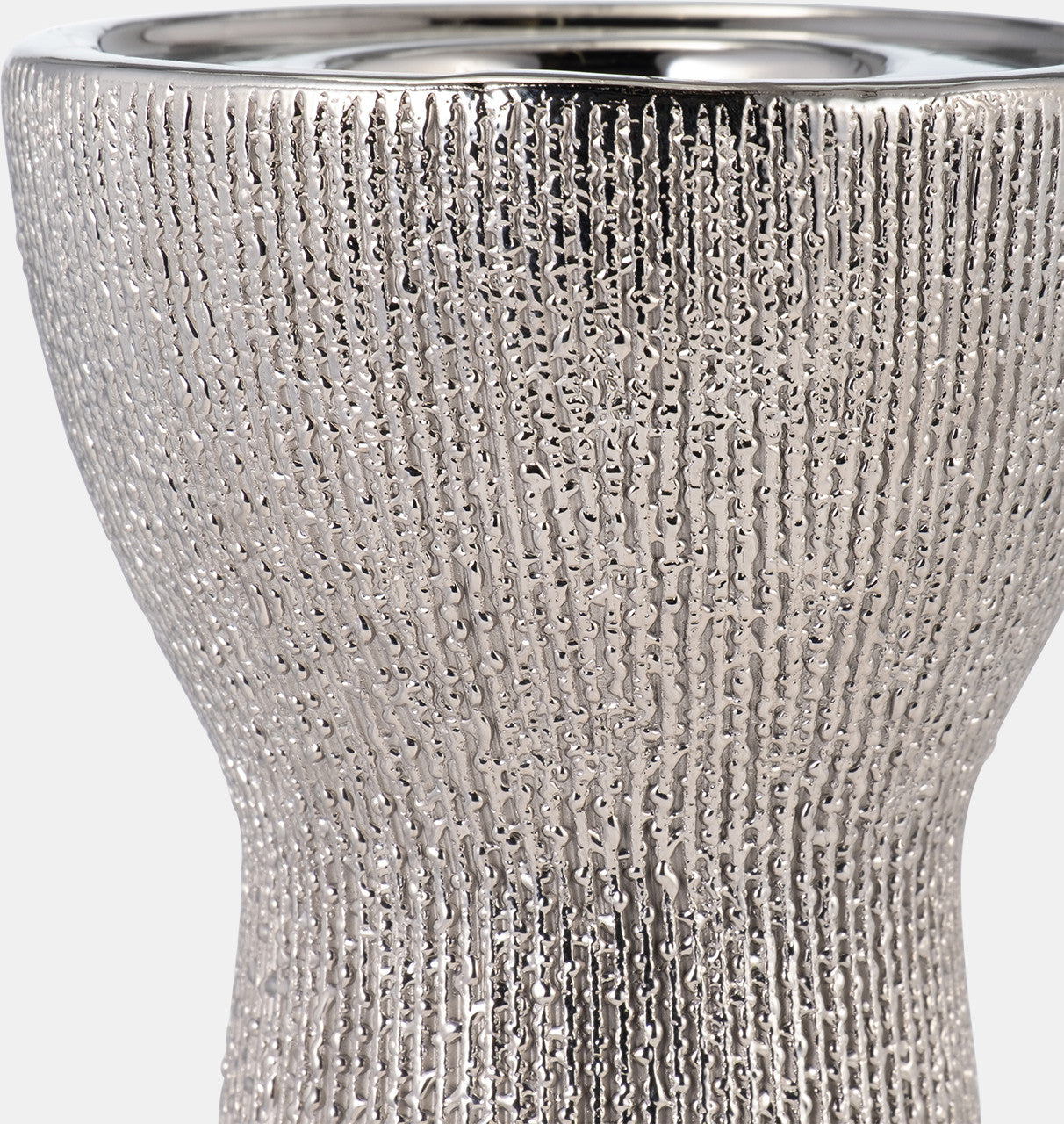 Ceramic 12" Bead Candle Holder,silver - 14814-01