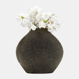 Ceramic 16" Beaded Vase, Black/gold - 14815-01