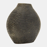 Ceramic 16" Beaded Vase, Black/gold - 14815-01