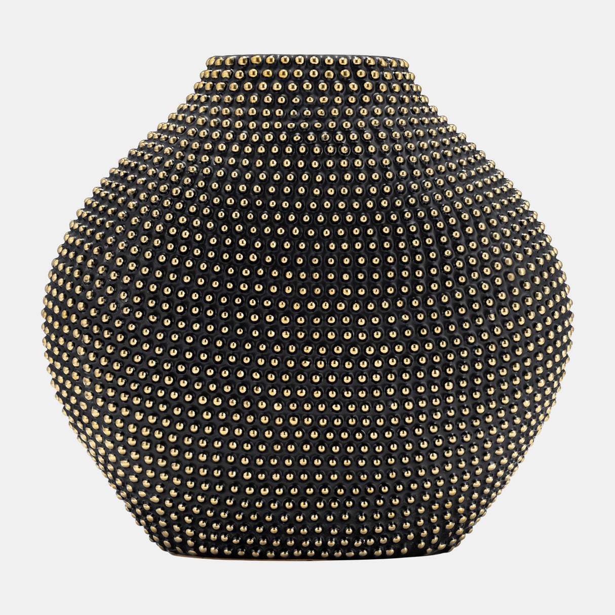 Ceramic 16" Beaded Vase, Black/gold - 14815-01