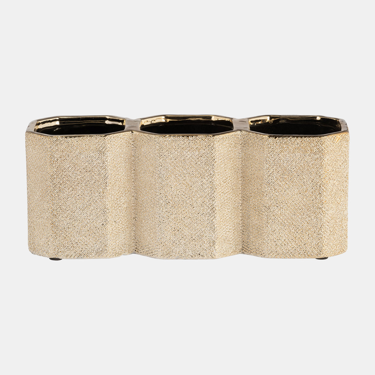 Ceramic 4" 3-cup Pencil Holder, Champagne from Sagebrook Home - Luna Furniture