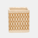 Ceramic 4" Square X-design Pen Holder, Cream from Sagebrook Home - Luna Furniture