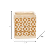 Ceramic 4" Square X-design Pen Holder, Cream from Sagebrook Home - Luna Furniture