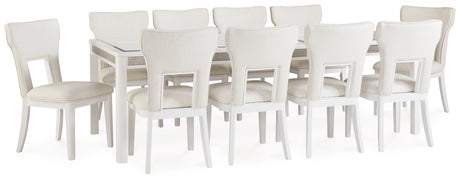 Chalanna Dining Table and 10 Chairs in White - PKG019504