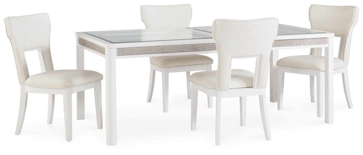 Chalanna Dining Table and 4 Chairs in White - PKG019501