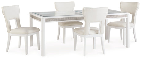 Chalanna Dining Table and 4 Chairs in White - PKG019501