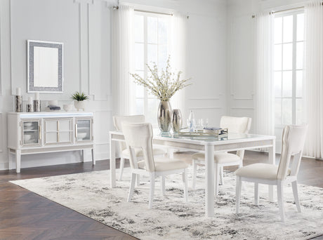 Chalanna Dining Table and 4 Chairs in White - PKG019501