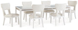 Chalanna Dining Table and 6 Chairs in White - PKG019502