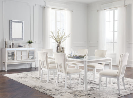 Chalanna Dining Table and 6 Chairs in White - PKG019502