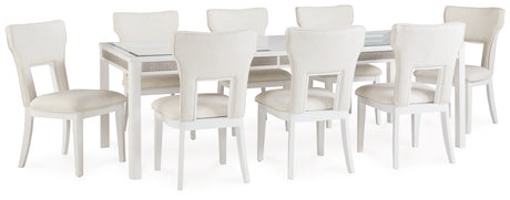 Chalanna Dining Table and 8 Chairs in White - PKG019503