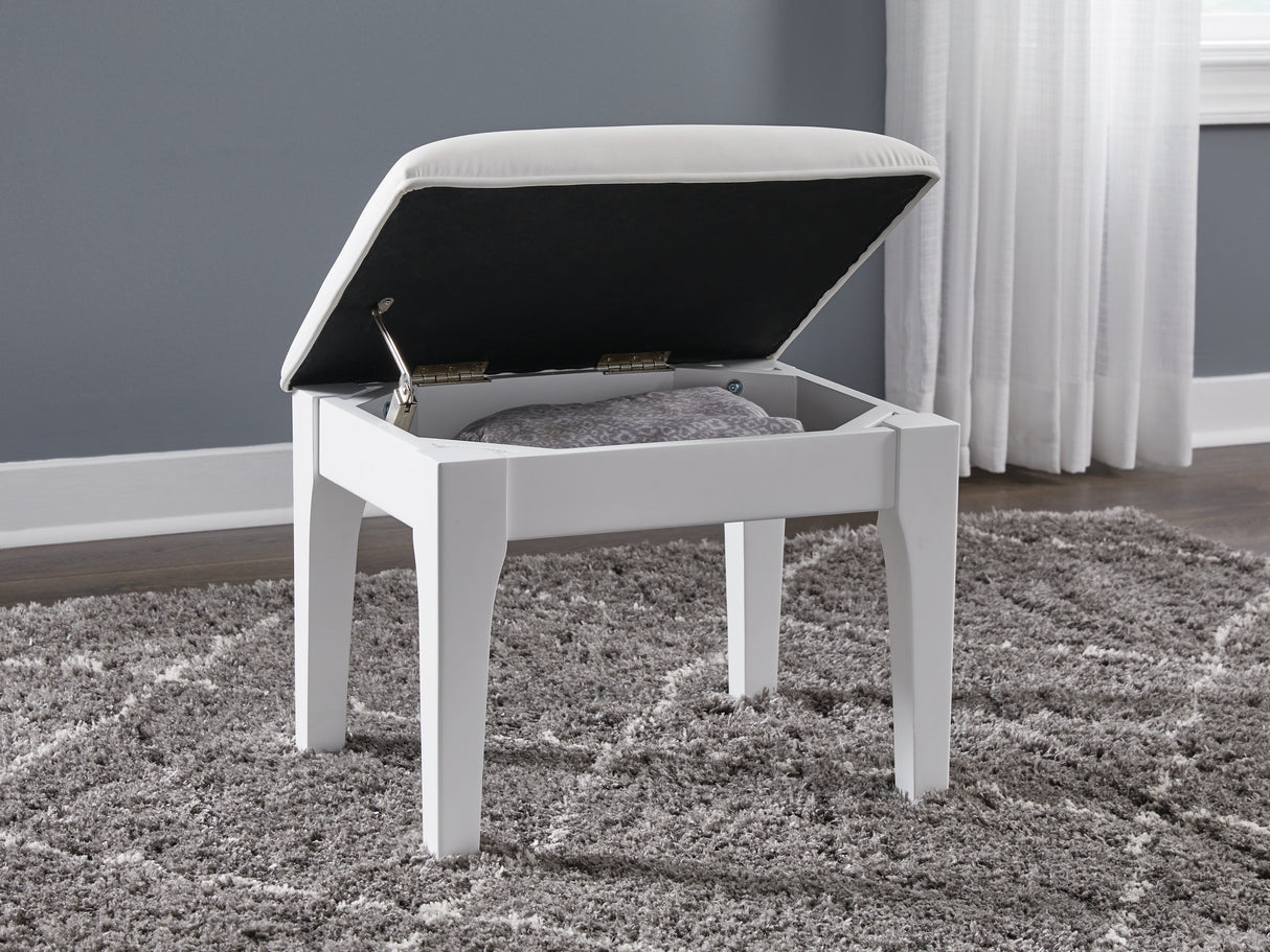 Chalanna White Vanity Stool from Ashley - Luna Furniture