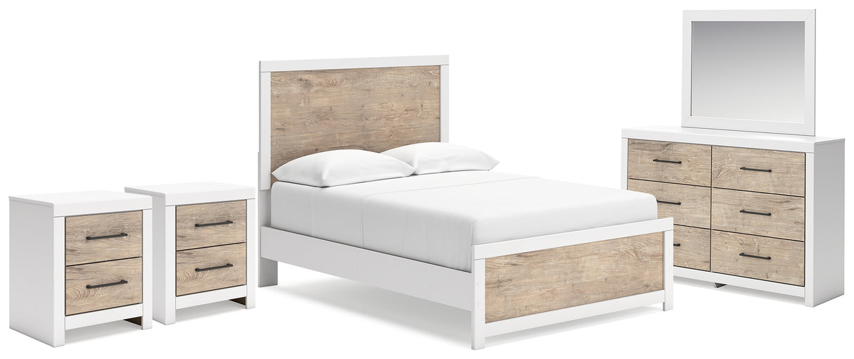 Charbitt Full Panel Bed with Mirrored Dresser and 2 Nightstands in Two-tone from Ashley - Luna Furniture