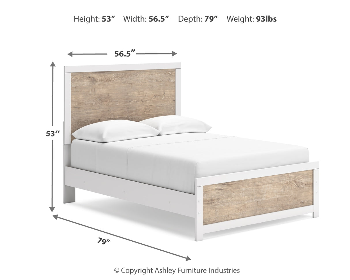 Charbitt Full Panel Bed with Mirrored Dresser and Chest in Two-tone - PKG016558