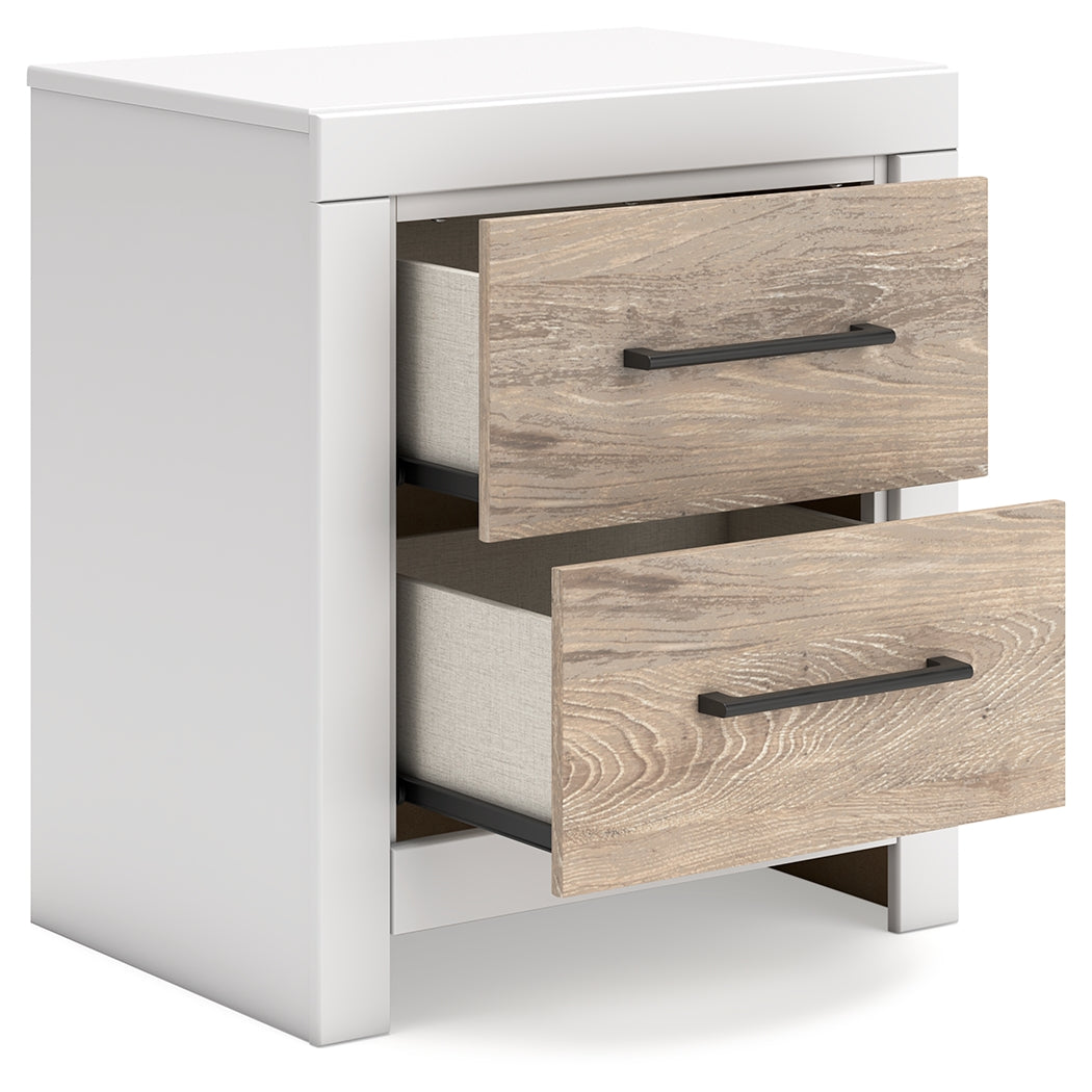 Charbitt Full Panel Bed with Mirrored Dresser and Nightstand in Two-tone - PKG016557