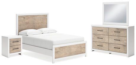 Charbitt Full Panel Bed with Mirrored Dresser and Nightstand in Two-tone - PKG016557