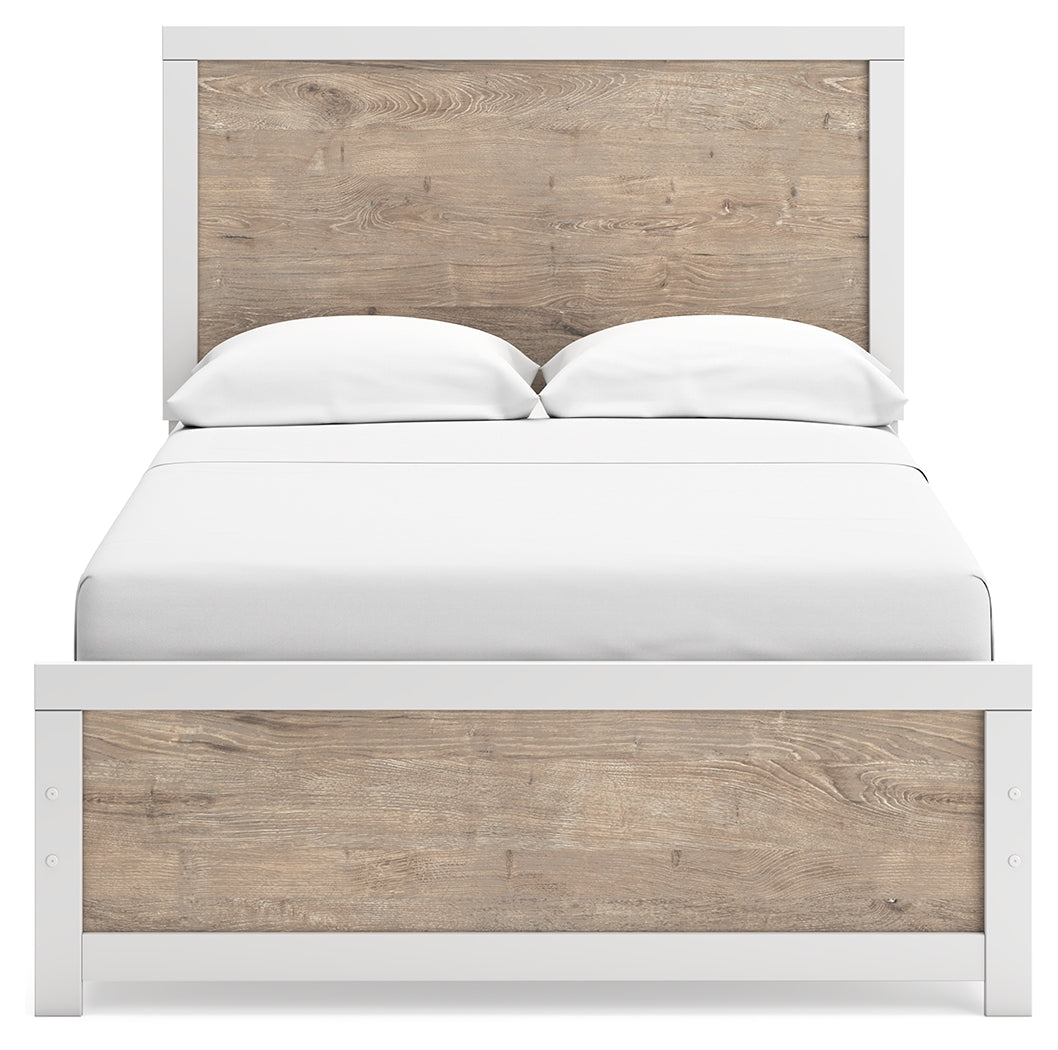 Charbitt Full Panel Bed with Mirrored Dresser, Chest and 2 Nightstands in Two-tone from Ashley - Luna Furniture