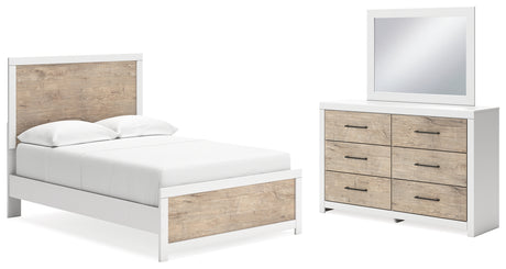 Charbitt Full Panel Bed with Mirrored Dresser in Two-tone - PKG016554