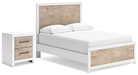 Charbitt Full Panel Bed with Nightstand in Two-tone - PKG016553