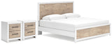 Charbitt King Panel Bed with 2 Nightstands in Two-tone - PKG016643